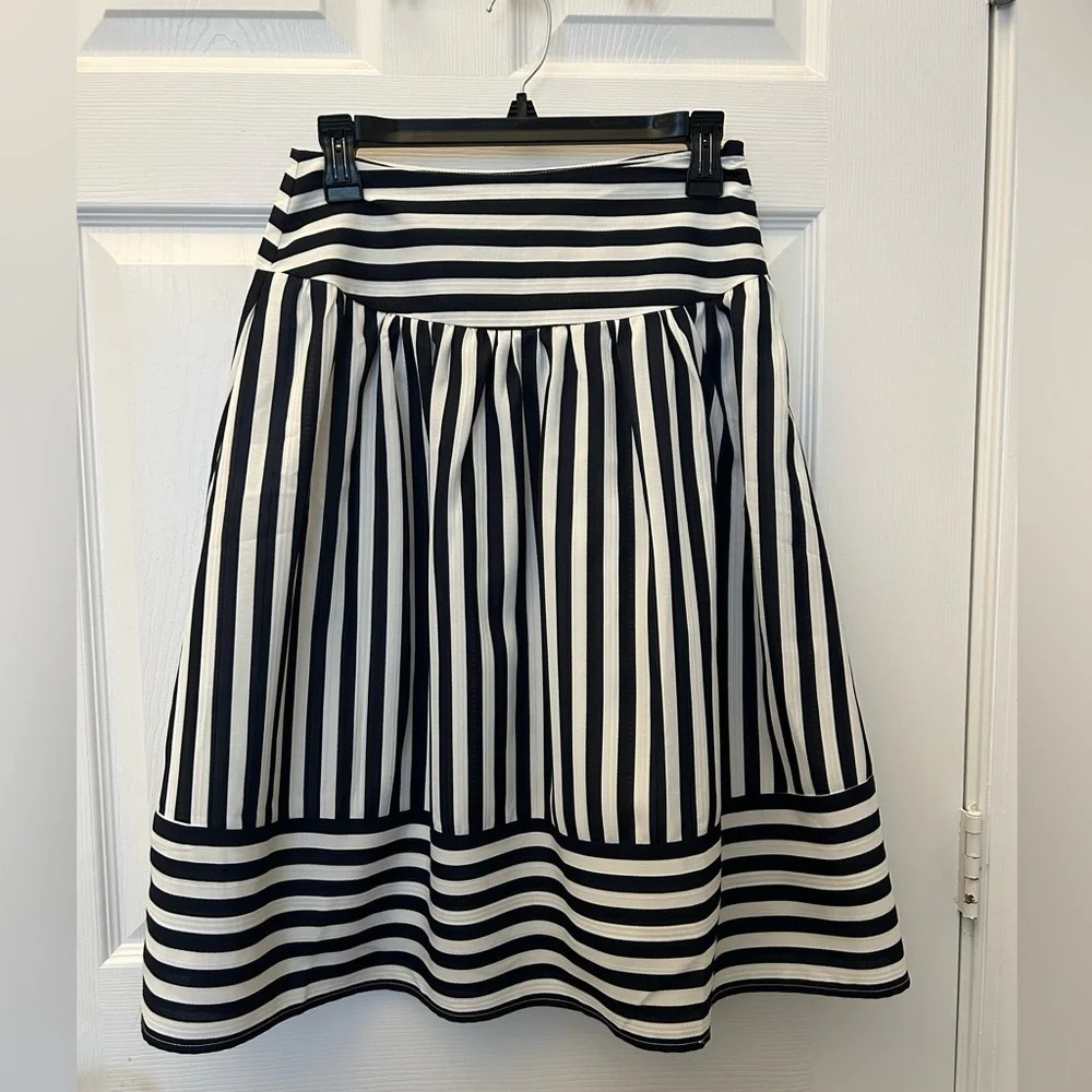 Anthropologie Maeve High Seas Navy White Striped Skirt